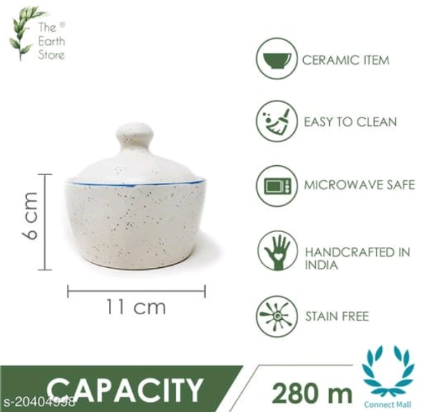 Handcrafted White  Blue  Marble Ceramic Butter Pot with Lid - Butter Pot